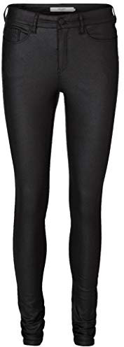 VERO MODA Vmseven Nw SS Smooth Coated Pants Noos Pantalon, Noir (Black Detail:Coated), XXS/32L Femme