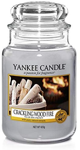 Yankee Candle Large Jar Scented Candle, Crackling Wood Fire, up to 150 Hour Burn Time
