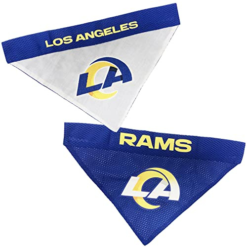 Pets First NFL DOG BANDANA - LOS ANGELES RAMS REVERSIBLE PET BANDANA. 2 Sided Sports Bandana with a PREMIUM Embroidery TEAM LOGO, Large/X-Large. - 2 Sizes & 32 NFL Teams available