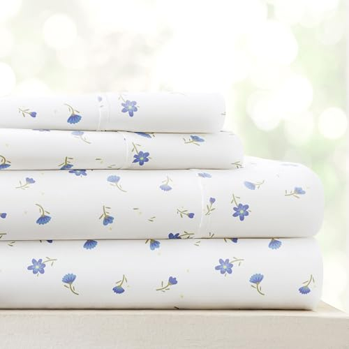 Linen Market 4-teiliges Bettwäsche-Set (hellblaues Blumenmuster) – Schlafen Sie besser als je zuvor mit diesen ultraweichen und kühlenden Bettlaken für Ihr Bett in voller Größe – tiefe Tasche für 40,6