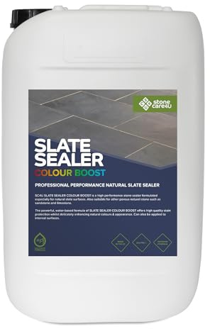 StoneCare4U - Slate Sealer Colour Boost - 25L - Colour Enhancement Exterior Natural Stone Sealant for Slate, Sandstone, Limestone & More. Outdoor Clear Sealant for Patio, Drive & Paths