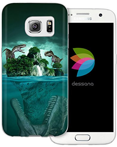 dessana Dinosaurier Welt transparente Silikon TPU Schutzhülle 0,7mm dünne Handy Tasche Soft Case passend für Samsung Galaxy S7 Dino Urwald