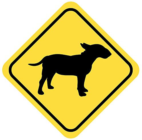 Samunshi® Bullterrier Warnschild Warndreieck Aufkleber Achtung Vorsicht Hund - 10x10cm mehrfarbig