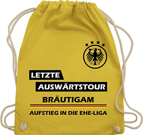 Shirtracer Turnbeutel Rucksack - JGA Junggesellenabschied Männer - Letzte Auswärtstour Bräutigam - Unisize - Gelb - auswärts polter rucksäcke jungesellenabschied groom beutelrucksäcke