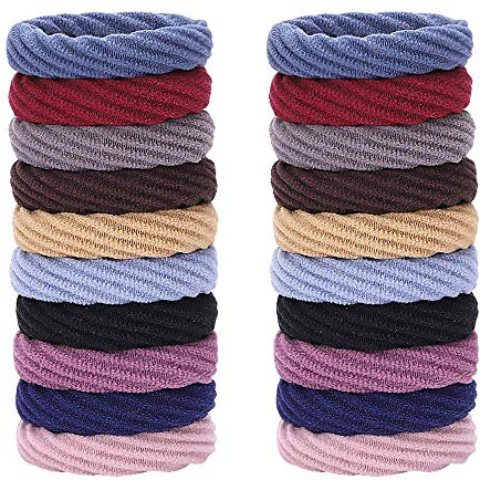 20 Pieces Cotton Hair Ties Seamless Elastic Hair Bands Thick Ponytail Band 4.5cm in Diameter Hair Accessories for Women and Girls (Multicolored)
