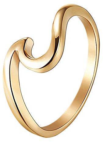 Flongo Damenring Frauen Ringe Ring BFF Midi-Ringe, Blogger Fingerknöchel Stapeln Ringe Gold Rosegold mit Welle Design