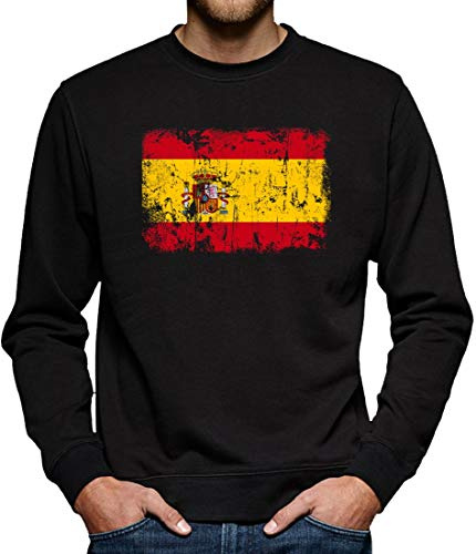 Sudadera vintage con la bandera de España para hombre negro XXL