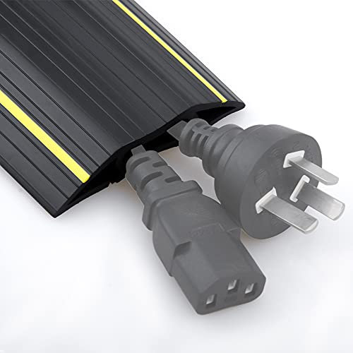 13Ft Cord Cover Heavy Duty Cable Protector 3 Channels Contains Cords Cables and Wires Easy to Unroll-Conceal Wires of Home Office Warehouse Workshop Concerts or Other Outdoors Surround(6.5Ft x 2)