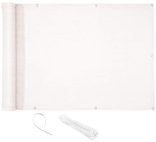 CelinaSun Brise-Vue Balcon 0,75 x 5 m HDPE Blanc Brise-Vue pour Balcon paravent bâche Jardin Balcon œillets Serre-câbles résistant aux intempéries