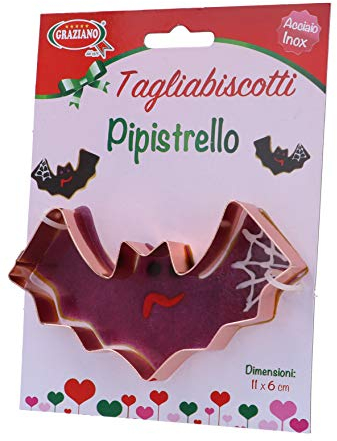 Graziano, Tagliabiscotti a Forma di Pipistrello, Realizzato Interamente in Acciaio Ramato, Ideale per Biscotti Classici, Ideali per Realizzare Squisiti Dolcetti in Tema Halloween