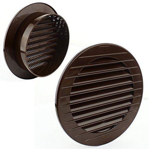 VONLIS Rejilla de ventilación para ladrillos, 90 mm de diámetro, color marrón