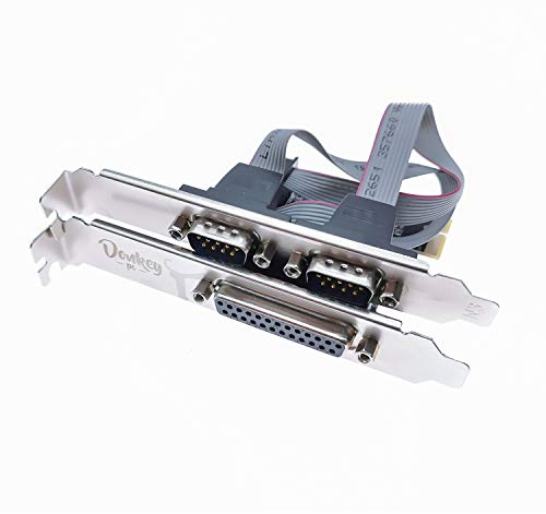 Donkey pc - Tarjeta PCI Express con 2 Puertos Serie DB9 RS232 + 1 Tarjeta adaptadora de Puerto LPT Paralelo DB25 para PC. Tarjeta múltiple controladora USB 3.0