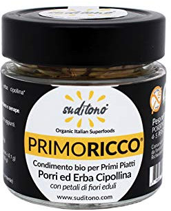 PRIMORICCO Porri ed Erba Cipollina- Condimento per primi piatti, con petali di verdure e fiori eduli - 4/5 porzioni