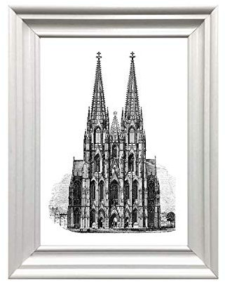 Din A4 Kunstdruck ohne Rahmen - Kölner Dom - Köln Kirche Wahrzeichen Stich Antik Retro Druck Poster Bild