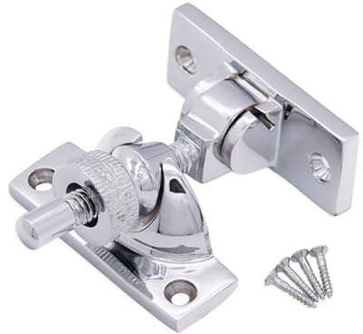 Infinity Decor Polished Chrome Brighton Screw Down Sash Window Fastener Lock - Twist Catch Latch for Wood UPVC Aluminum Window Frames
