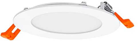 LEDVANCE LED SPOT SLIM Ø 12cm, Einbaustrahler Spot für sämtliche Innenbereiche, 8W, Farbtemperatur 3000K, 550 Lumen, 240V, flaches modernes Design, inkl. Klemmvorrichtung, weiß