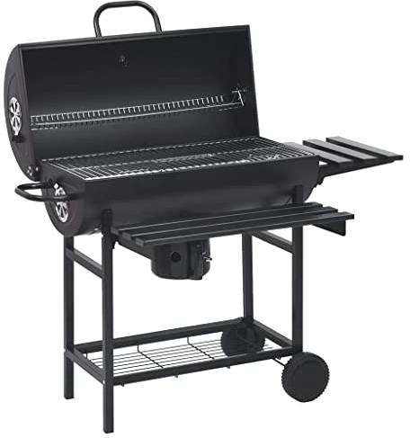 Bussandri Exclusive - Grillwagen mit Rädern und Ablagen Schwarz Stahl 115x85x95 cm