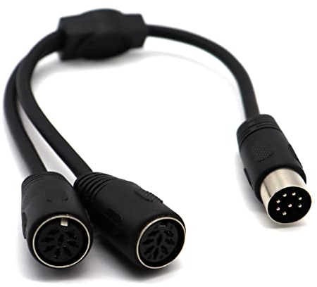 LOKEKE 8 Pin DIN MIDI Splitter Cable, 8 Pin DIN DIMI Male to 2 Din 8 Pin Female Y Cable Cord Wire Audio Socket Compatible with Bang Olufsen PowerLink MK2(8Pin to 8Pin)