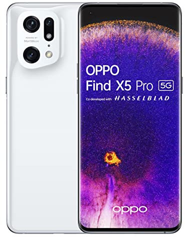 OPPO Find X5 Pro Smartphone, AI Triple Cámara 50 + 50 + 13 MP, Refresh Rate 120Hz WQHD+ 5000mAh, RAM 12GB + ROM 256GB, Android 12, Blanco (Ceramic White), Pantalla 6.7 (Versión Italiana)