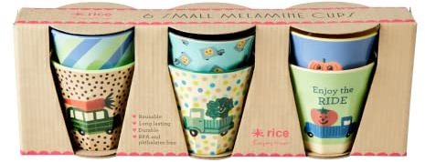 Rice - 6 Pcs Small Melamine Kids Cups - Happy Cars Prints