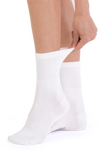 alber's SALUS BAMBOO - 5 Paires | Chaussettes en Fibre de Bambou pour Femme | Ultra Douces & Confortables | Pour Pieds Sensibles | Non Comprimantes | Blanc | 39-41
