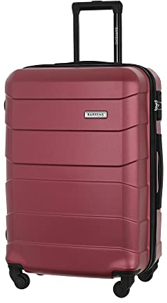 BARRENS Mittel Koffer | Aufgabegepäck | 66x46x26 cm | 60 L | Hochschlagfestes ABS-Material | Chiffrierschloss Reisekoffer | 4x360 Rollen | Hartschalenkoffer | Airline-kompatibel | Burgund