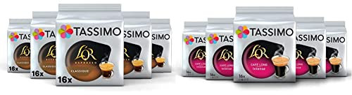 Tassimo Café Dosettes - 80 L'Or Espresso Classique & 80 L'Or Long Intense (Lot de 5 x 16 Boissons Chacun)