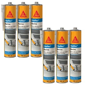 Lot de 6 colles mastic SIKA - Sikaflex Marine - Noir - 300ml