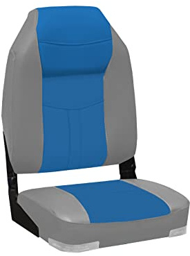 High Back Deluxe Folding Boat Seat (Grey/Blue) Deluxe-Klapp-Bootssitz mit hoher Rückenlehne (Grau/Blau) autositzschoner autositzauflage sitzbezüge auto sofa anglerstuhl camping gaming stiefeletten