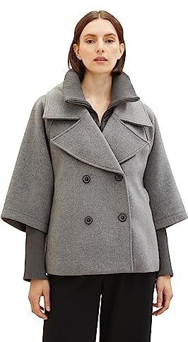 TOM TAILOR Damen 1038677 Cape Jacke, 33761-dark Grey Melange, XXL