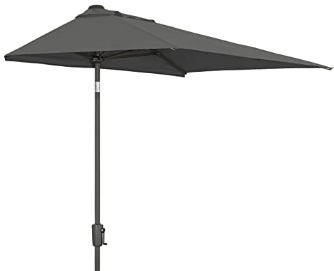 Dehner Sonnenschirm Chios, Balkonschirm eckig, mit Kurbel, UV-Schutz 80+, Schirmstock Ø 35 mm, 251.5 x 210 x 130 cm, Stahl/Aluminium/Polyester, dunkelgrau