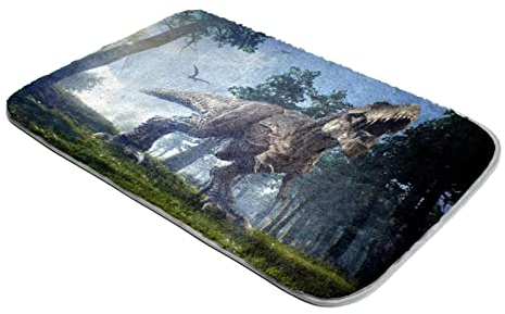 Alfombra de pelo sintético ultrasuave, diseño de dinosaurio, caza del bosque