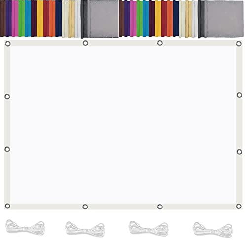 Sonnensegel Rechteckig 1.4 x 5 m Reißfest 98% Windschutz Zeltplane Tarp Sonnenschutz inkl Befestigungsseile für Seilspanntechnik, Weiß