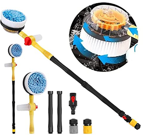 Stronrive 2023 New Auto Rotating Retractable Car Wash Brush, 360° Spin Car Mop, Microfiber Car Cleaning Brush, Detachable & Extendable Scrub Brush, Car Cleaning Kit For Car Home Cleaning & Garden Use