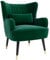Vesgantti Velvet Accent Chair with Lumbar Pillow, Modern Wing Back Armchair Lounge Chair, Large Occasional Chair for Living Room Bedroom Study Room Office(Green)