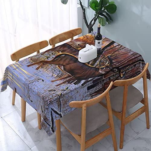 Rechteckige Tischdecke mit Hirschmotiv, auslaufsicher und wasserfest, Tischdecke für den Außenbereich, Partys, Weihnachten (137 x 183 cm)