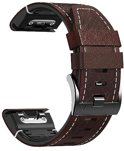 Abanen Quick Fit 22 mm Leder-Uhrenarmband für Garmin Fenix 8 / Epix Pro / Tactix 8 (47 mm), Faserleder mit Silikonfutternähten, weich, schweißfest, für Fenix 7/6/5, Descent G2 (Kaffee)