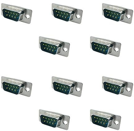 iYueMps 10 Stück DB9 Stecker Adapter RS232 9 Pins D-Sub Löten Adapter Gender Changer für PC Zubehör