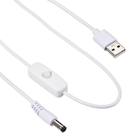 YOKIVE USB Kabel mit Schalter USB Stecker 5.5x2.1mm DC Stecker Verlängerungskabel Leicht tragbar Ideal für USB Lüfter LED Schreibtischlampen (Schwarz 150cm / 4.92Ft)