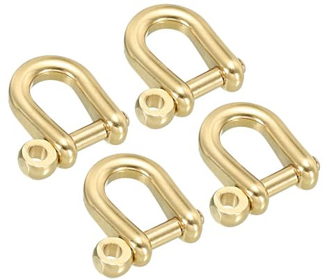 PATIKIL D-Ring Schäkel, 4er Pack, 6 mm Innendurchmesser, Messing, U-Form, Schlüsselhaken, kleine Bügelschäkel für DIY-Handwerk, Lederersatz