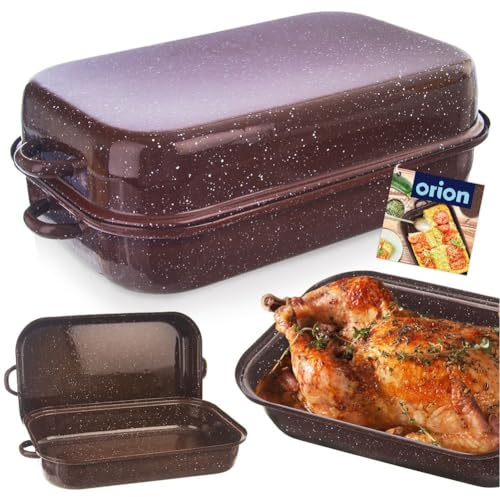 orion group Emaille-Bräter emaillierter Bräter Bratpfanne Brattopf mit Deckel 2,9 L
