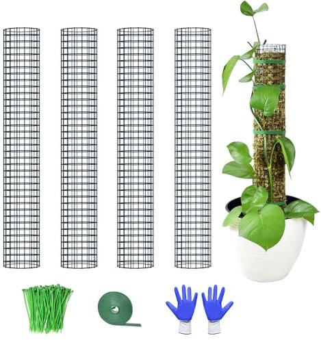 HOLANHING Metall-Moosstange, 61 cm, für Pflanzen, Monstera, stapelbare Sphagnum-Moosstange für Pflanzen, Arbeiten mit Sphagnum-Moos, 4 Stück, 61 cm