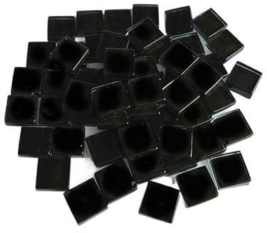 Tesselles mosaique 100 g/lot 10 * 10mm bricolage mosaïque Production carré verre Transparent mosaïque pierre décoration Mosaique verre (Color : 021 Black)