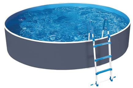 Paradies Pool® Aufstellpool Splash Pool Komplettset rund 355 x 90 cm grau inkl. Filteranlage, Leiter, Vlies