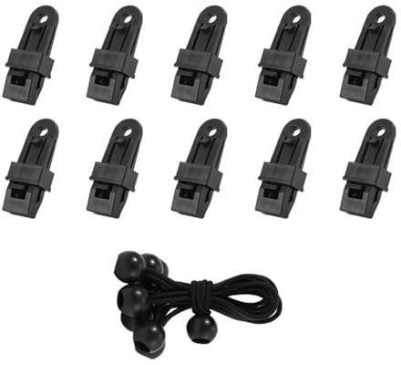 10 Set Markisenklemmen, Stark Befestigte, Stabile RV-Markisenklemmen, Zeitsparend, Winddicht mit Elastischem Seil, Zeltklemme, RV-Überdachung, Winddichte Kunststoff-Sicherheitsschnalle, Zeltklemmen, Z