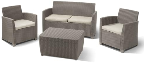 Mondo Viro Gartenmöbel Mia Lounge Sofa + 2 Sessel + Tisch (Cappuccino)