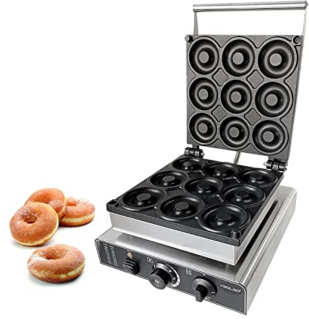 2000W Electric Waffle Maker Professional Bubble Waffle Maker 10Cm Donut Maker 9PCS Circle Rings Easy to Use for Beginners and Pros