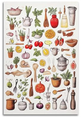 YRNQ Vintage-Poster mit Inhaltsstoffen, Gemüse und Obst, Lebensmittel, Küche, Restaurant, dekoratives Gemälde, Leinwand, Wandkunstwerke, Bild, 40 x 60 cm