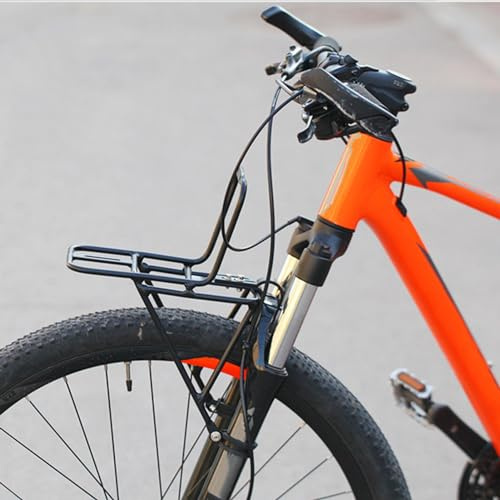 Zasdvn Vorderrad Fahrrad Gepäckträger, Aluminium, Schwarz, Fahrradträger, Lenkermontage, Vorder