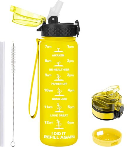 GOPPUS Botellas de agua para niños de 500 ml con pajilla, sin BPA, botella de agua a prueba de fugas, botella de agua para niños, botella de agua para niños, botella de agua reutilizable con marcas de